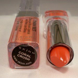 SKINN Coral Crush Twin Collagen Boost Lipstick, Wet Lips Gloss